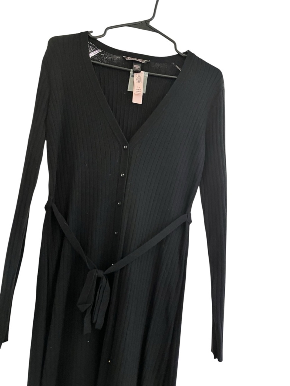 Victoria's Secret Black Ribbed Button-Front Midi Dress - Picture 2 of 4